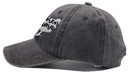 Image of Chicken Mama Hat, Farm Hen Baseball Cap Vintage Washed Distressed Denim Adjustable Dad Hats