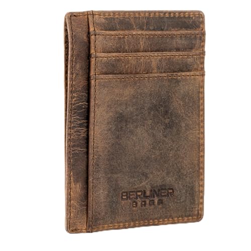 Image of BERLINER BAGS Slim Leather Front Pocket Wallet Men Karl, Gift Box - Brown
