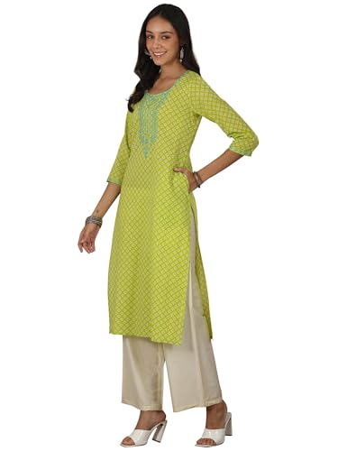 Image of Libas Womens Printed Cotton Straight Kurta for Women Suit