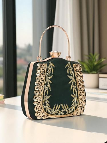 Image of TOOBA Handicraft Clutch Purse For Women with Sleek Design Glass Basket Clutch| Trendy Stylish Bridal, Party, Wedding Sling Bag