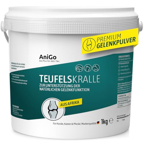 AniGo Garra do para cães, gatos e cavalos, 1 kg, pó de garras do , raiz de garras do , pó articular, para apoiar articulações ágeis e mobilidade