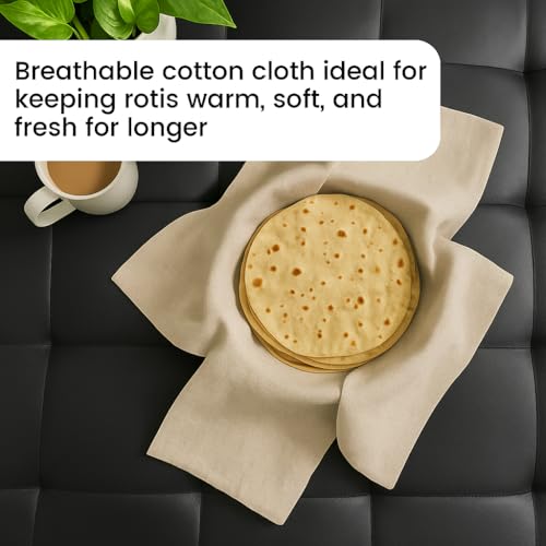 Image of Double Layer Roti Wrap /Chapati Cover - 1 PC Premium Cotton Cloth for Roti, Paratha, Phulka, Hot Case | Kitchen Chapati Cloth with Flaps | Soft & Durable Cotton Seed Fabric