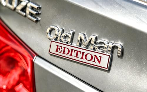 Image of 3D Old Man Edition Chrome Emblems Badges Sticker Car Vehicle, Truck, Motorcycle, RV, Scooter, SUV, Door, Window, Room, Wall and More Decoration (Silver Red Edition)
