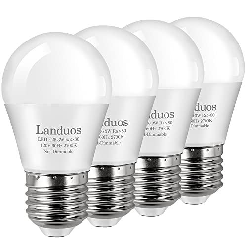 Landuos 25 Watt Light Bulbs Equivalent 2700k Warm White Light Bulb a15 E26 Led Bulb 3 Watt Light Bulb Low watt Light Bulbs 25w Light Bulb Compatible Night Light Table Lamp 20 watt Light Bulb Lumens