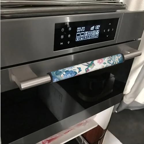 Image of Refrigerator Door Handle Covers Set of 6 Washable Electric Appliance Decor Handles Anti-Skid Kitchen Accessories for Indoor Home Decor, Hummingbird Peony Daisy Butterfly