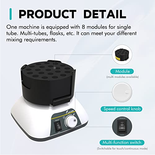 Labfish Multifunctional Vortex Mixer 2 Touch & Continuous Modes Adjustable Speed 0-3000 Rpm Lab Vortex Shaker Mixing For Test Tubes,Acrylic Paints,Tattoo Ink Nail Polish And Eyelash Adhesives #TOP5