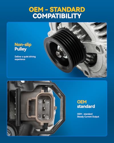 Image of PHILTOP NEW Alternator Compatible with Ford F-150 2009 2010 4.6L, 11368N Automotive Alternator Replacement, 12V 135Amp CW S6 6-Groove Pulley IR /IF