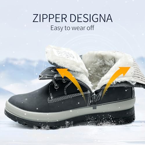 Womens White Winter Snow Boots Combat Boots for women Waterproof Fur Lined Ankle Booties Non Slip Fuzzy Warm Platform Boots Lace Up Hiking boots with Zipper2