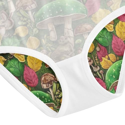 Vintage Green Mushrooms Toddler Underwear, Girl Panties, 2T–8 Years4