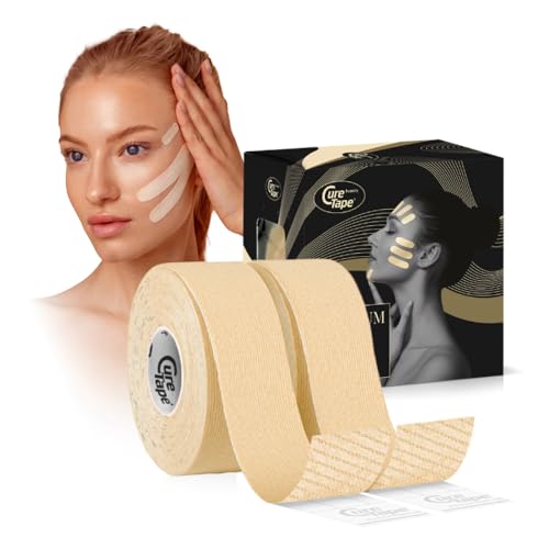 CureTape Beauty Face Tape - Gesichts tape gegen Falten | Face Lifting Tape für sofortigen Lifting-Effekt | Hautstraffung & Faltenglättung | Hypoallergen & Latexfreies Facetape - 2 x 2.5 cm Rolle