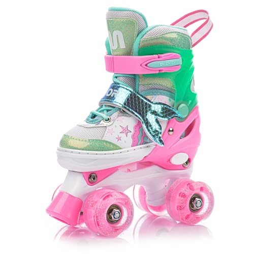meteor Pattini a rotelle discoteca skate - Roller Parallel 4 ruote - Pattini da pattinaggio in quad per bambini Adolescenti e adulti - Taglia regolabile