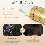 24K Gold Argan, Coconut, and Olive Oil Serum for Frizz Control, Shine, and Split End Repair - Nourishing Hair Treatment with Vitamin E, 2.02 fl oz, 60ml - Image 4