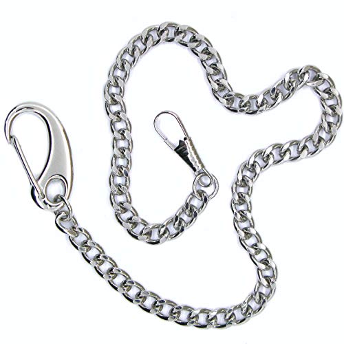 WATCHVSHOP Pocket Watch Chain Albert Chain Silver Tone Fine Polish Vest Chain with Large Lobster Claw Clasp FC13A