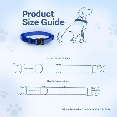 Image of Adil's Biothane Waterproof Dog Collar, Dog Leash & Collar Leash Combo | Heavy Duty TPU Coated Webbing | Adjustable Quick Release Buckle | Odour Resistant (Blue, M-18, Collar only)