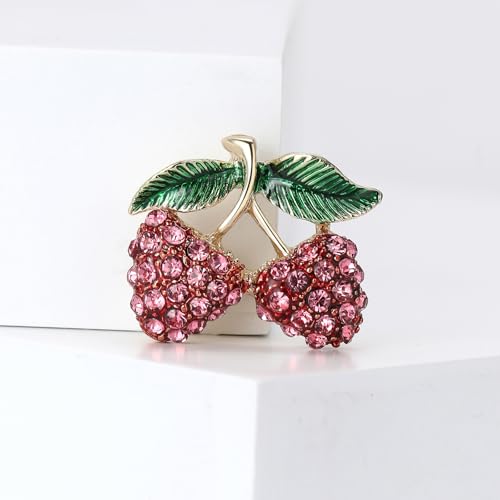 Image of Enamel Fruit Brooch for Women Rhinestones Fruit Lapel Pin Elegant Fruit Brooches Jewelry Gift, Perfect for Dresses Hat Bag