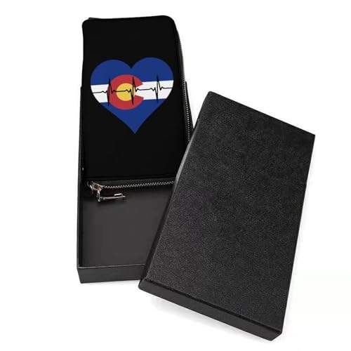 Love Colorado Heartbeat Long Wallet for Women Men Coin Pouch Credit Card Holder Zipper Purses with Wristlet3