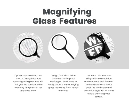 Image of Magicwand 75 mm High Precision ABS Plastic Magnifying Glass for Reading Maps,Globes,etc【Black】【Pack of 1】