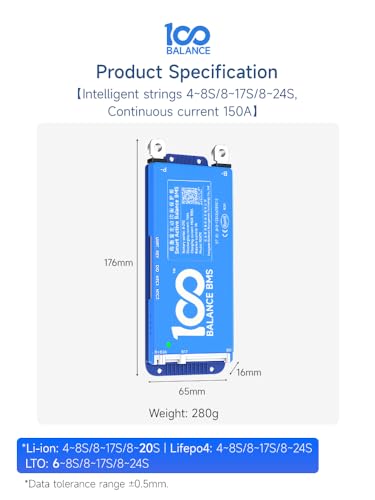 Image of 100BALANCE BMS 150A Active Balance 1A 8S-17S Build in Bluetooth Cell Balancing Smart PCB Battery Protection Board for Li-ion /Lifpo4 /LTO Lithium Battery Pack
