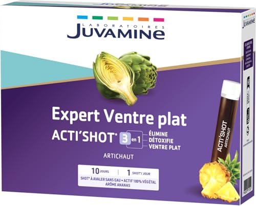 JUVAMINE - Expert ventre plat - Acti' Shot 3 en 1 - Artichaut Minceur - Elimine, détoxifie, ventre...