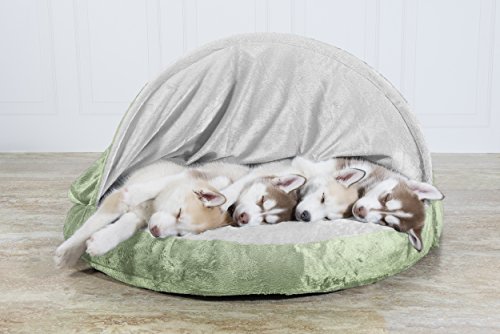 Furhaven 35" Round Orthopedic Dog Bed Microvelvet Snuggery W/ Removable Washable Cover - Sage, 35-Inch #TOP2