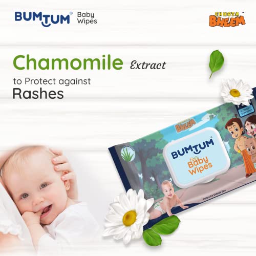 Image of Bumtum Chota Bheem Gentle Soft Moisturizing Wet Wipes With Lid - 72 Pcs.(Pack of 1) & Baby Soap (4N x 50 Gram) Combo