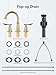 Brushed Gold Bathroom Faucet 3 Hole, 4 Inch Bathroom Sink Faucet with 2 Hot/Cold Handles, Pop-Up Drain, Lead-Free, No-Leak, RV Faucet for Bathroom Sink, Bath, Camper