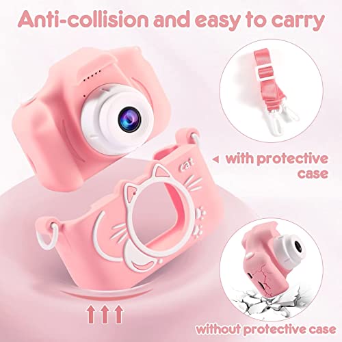 Kids Camera Toys For 4 5 6 7 8 9 Year Old Boys Girls Christmas Birthday Gifts Dual Lens Selfie Camera For Kids，Mini Children Video Record Camera With 1080P Hd 2 Inch Screen With 32Gb Card (Pink) #TOP2