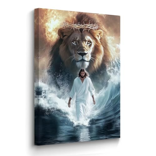 BJYCHG Pictures of Jesus Christ Framed God Lion King Walking