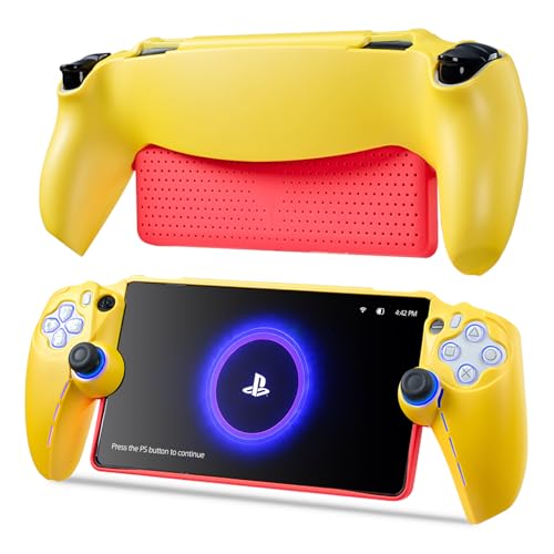 Image of UYIYE Thin Fit Designed for PlayStation Portal Remote Player Case (Yellow+White)