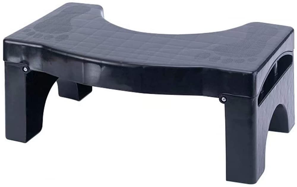 Toilettenhocker, zusammenklappbar, für Badezimmer, Hocker, Toilettenhocker für Erwachsene, rutschfest, Schwarz