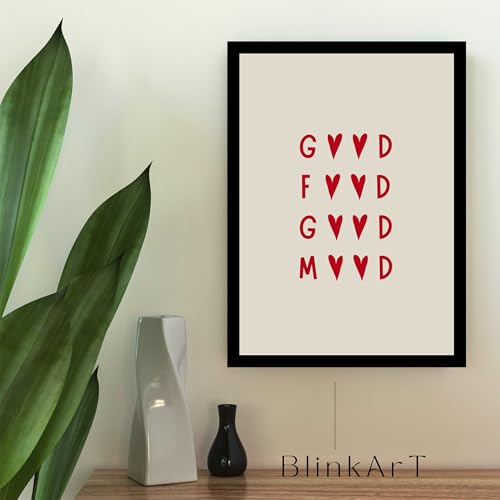 Image of BLINKART Abstract Good Food Mood Wall Art Painting Print Design | Aesthetic Wall Decor Photo Artwork Frame Decoration Hanging For Home Bedroom Living Room Office Wall Decor | T0016 | 8x12 Inches