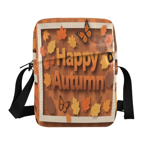 messenger bag Small Crossbody Bags For Women Women's Cross Body Purse Adjustable Strap for Travel Travel- Buffalo Orange Brown Butterflies