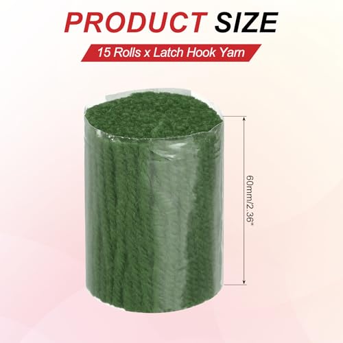 Image of MECCANIXITY 15 Rolls Latch Hook Yarn, 3mm Forest Green Latch Hook Kit Yarn Precut Hook Rugs Making Crochet Bundles for Rug Adults Beginners Tapestry DIY Craft