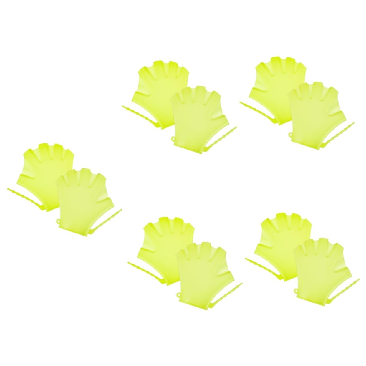 VANZACK 10pcs Silicone Swim Gloves for Boys and Girls Adjustable Webbed Paddles for Water Resistance Training Fluorescent Green Swimming Hand for Pool Fitness and Diving Activities