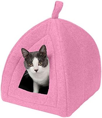 Furhaven Small Cat Bed Polar Fleece Foldable Pet Tent, Washable – Cotton Candy Pink, Small