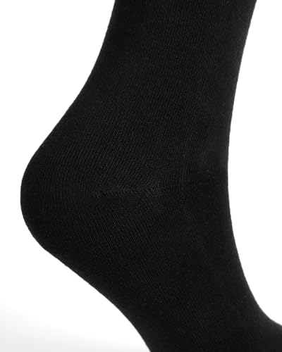 Casual Crew Socks for Women and Men, Black White Cotton Dress Socks, 6 Pairs Inside, Size 5-154