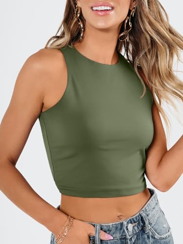 Image of EFAN Womens Sexy Sleeveless Double Lined Crop Tops Workout Cute Tight Racerback Tank Tops Summer Clothes Teen Girls 2025