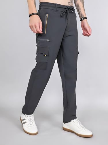 Image of Monte Carlo Mens Regular Fit Solid Cargo Lower|Solid Pattern Casual Trousers | Stylish & Comfortable Everyday Wear Utility Pants for Men's (Pack of 1)