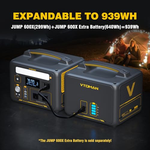 Image of VTOMAN 939Wh Portable Power Station Bundle with Extra Battery & 110W Solar Panel Included - Up to 1200W Solar Power Generator for Home Backup, Off-grid, Road Trip, RV, Camping, Fishing, Emergencies