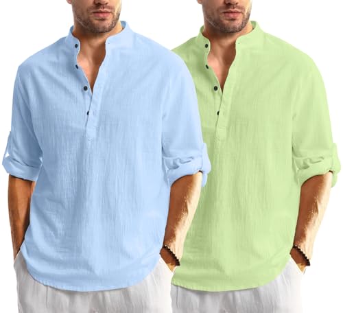 Image of Combo of Men Solid Cotton Blend Straight Kurta Shirt Pack of 2