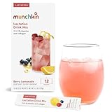Munchkin Milkmakers Lactation Drink Mix Supplement with B Vitamins/Collagen/Fenugreek & Milk Thistle for Breastfeeding Moms, Berry Lemonade, 14 Count
