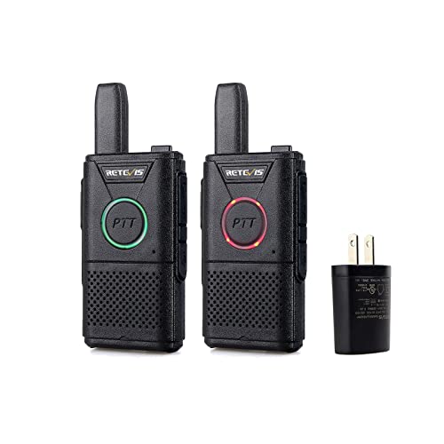 Retevis RT18 Walkie Talkies Rechargeable Long Range,Portable Two Way Radios,Small Mini,Dual PTT,Metal Clip,for Kids Adults Family Camping Skiing(2 Pack)
