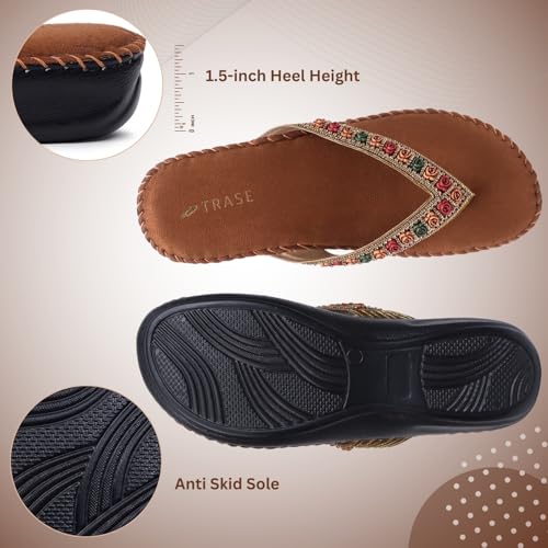 Image of TRASE Orthopedic Comfortable Footwear for Women | Stylish V Strap Chappal with Soft Cushioned Footbed | Perfect Slippers for Woman Daily Use