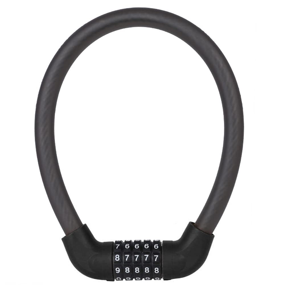 Bike Locks Bicycle Combination Lock Universal 5-Digit Code MTB Bike Security Locks Motorcycle Scooter Anti-Theft Padlock(Black 17.2x570mm)