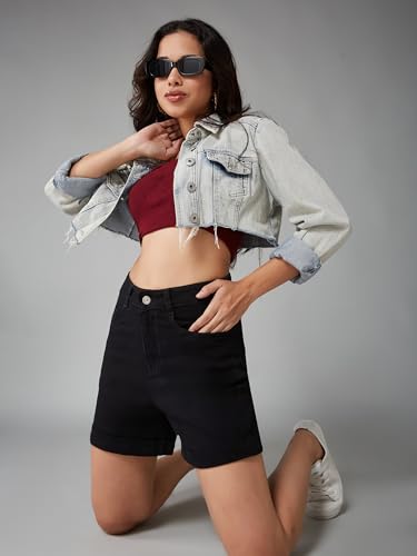Image of Dolce Crudo Women's Regular High Rise Stretchable Denim Shorts