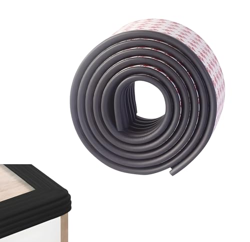 Image of Black 16.4 ft Edge Baby Protector for Furniture with Adhesive - Blacks Proofing Edge Corner Foam Adhesive Strips - Black Peel and Stick Wall Trim Molding - Baby Flexible Furniture Corner Protector