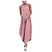 Robe Bohéme De Plage Elegant Été Robe Femme Soiree,Pas Cher Djellaba Vintage Chic Trapeze Robes Cocktail Mariage Style de Vacances Robe Tenue sans Manche Col Rond Couleur Unie Plaid Fente Latérale