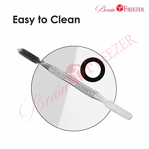 Image of Brain Freezer Shiny Makeup Palette With Stainless Steel Round Shape Spatula, 100 g (Circle Silver)