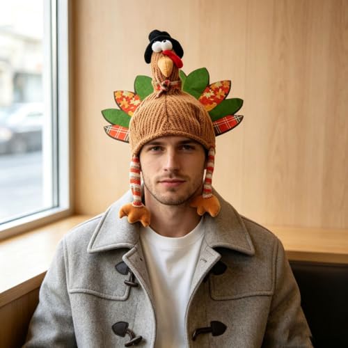 HBDHEJL Roasted Turkey Hat for Adult Funny Thanksgiving Costume Dress Up Hats | Men Women Roasted Turkey Hat, Soft Plush Winter Warm Novelty Headwear, for Thanksgiving Party, Holiday Cosplay - image 5