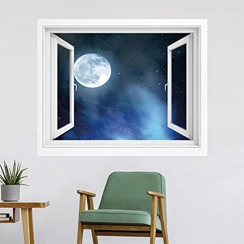 Amazon 月 壁紙風景画 壁飾り絵 180x140 Cm 星と夜空満月宇宙宇宙天体ロマンチックな夜装飾 立体デザイン シール Pvc壁紙 インテリア雑貨 賃貸ok黒青白 ウォールステッカー オンライン通販